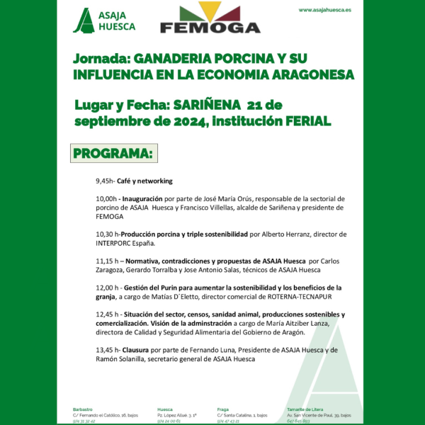 Jornada sobre la Ganadería Porcina y su Impacto en la Economía Aragonesa